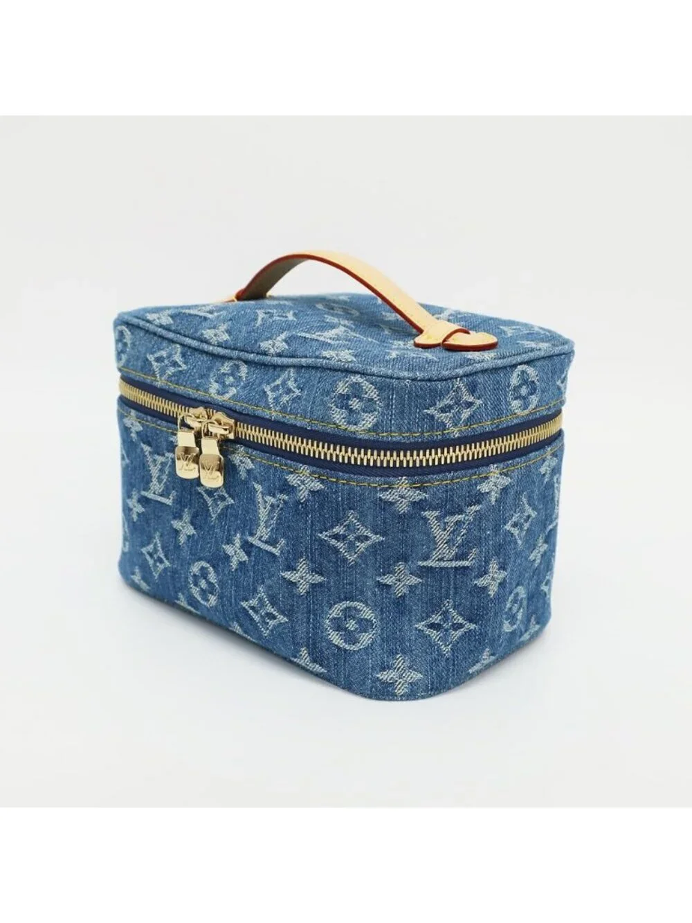 Louis Vuitton Nice Mini Vanity Bag Monogram Denim Leather Blue